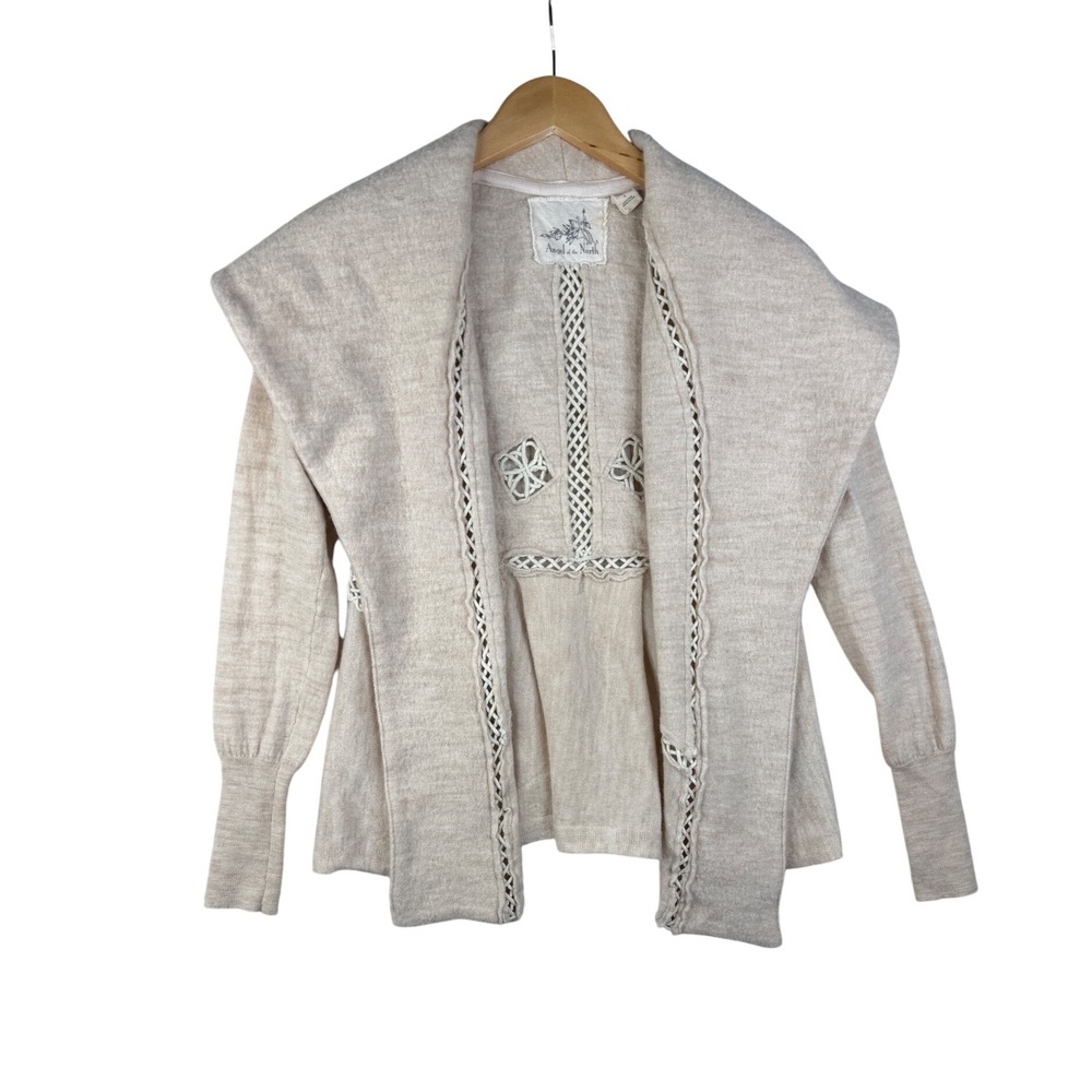 Anthropologie Angel of the North‎ Wool Blend Open Cardigan size Small Off White